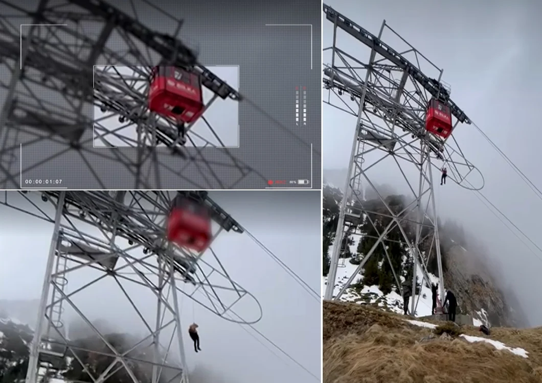 Turiști salvați cu ajutorul corzilor de alpinism din telecabinele blocate de la Bâlea Colaj 
