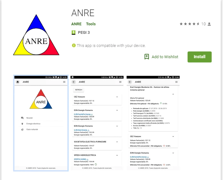 aplicatie comparator preturi anre