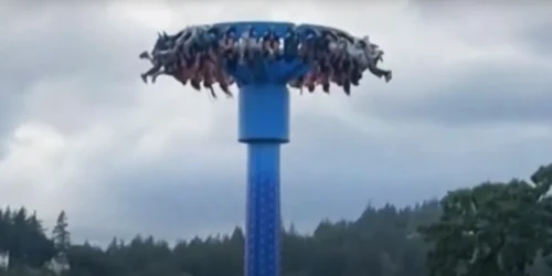 Zeci de oameni blocați cu capul în jos, într-un parc de distracții. FOTO captură ABC 7 Chicago / Youtube