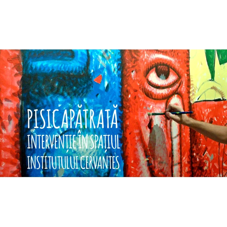 Pisica Pătrată – Intervenție în spațiul Institutului Cervantes din București: trei picturi murale jpeg