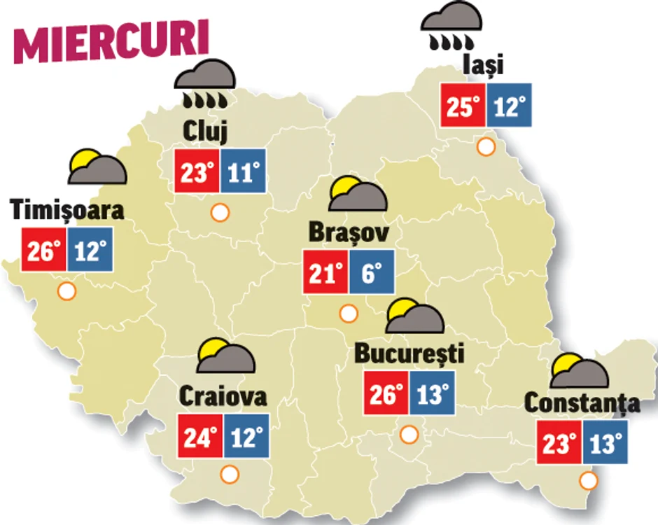 Prognoza meteo 13 mai anunță vreme închisă și vânt