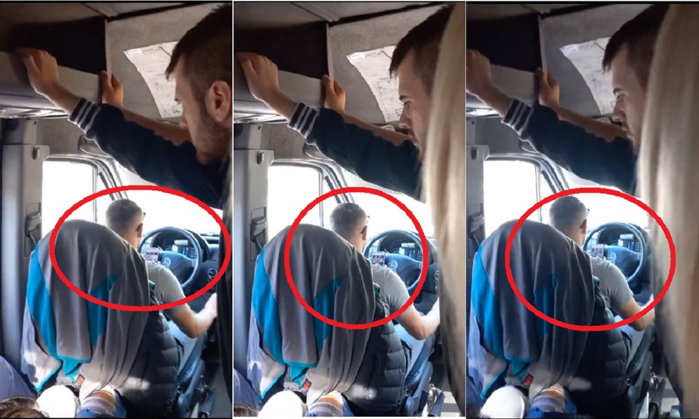 Șofer de microbuz cu călători, butonând telefonul în timp ce conduce. Pasager: „Stătea cu ochii în ecran“ VIDEO