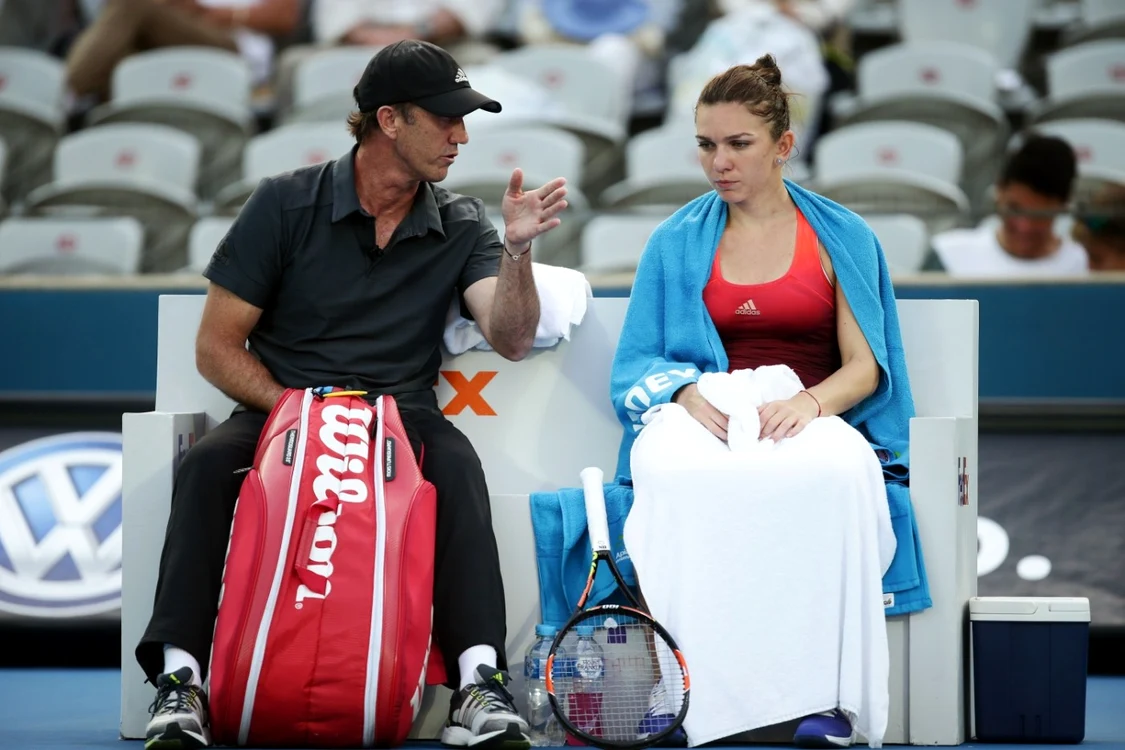 Darren Cahill (stânga), alături de Simona Halep