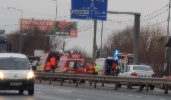 Accidentul a avut loc la ieșire din Timișoara spre Lugoj FOTO Facebook/Info Traffic - jud. Timiș