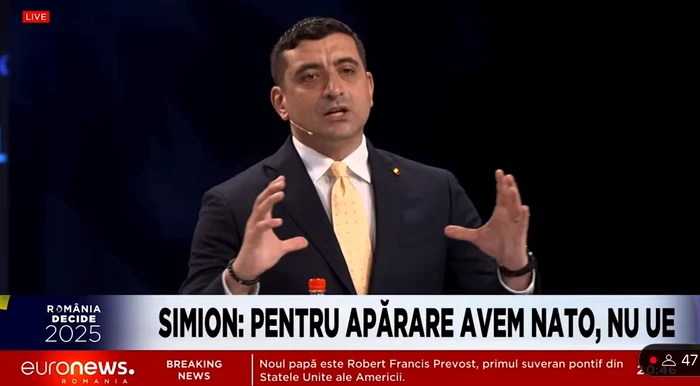 George Simion susține că va direcționa tot bugetul către România. FOTO: captură video Euronews