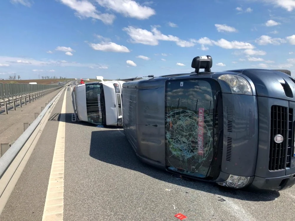 Accident pe Autostrada Vestului FOTO ISU Arad