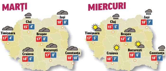 În următoarele două zile temperaturile vor fi în creștere și precipitațiile se vor opri treptat