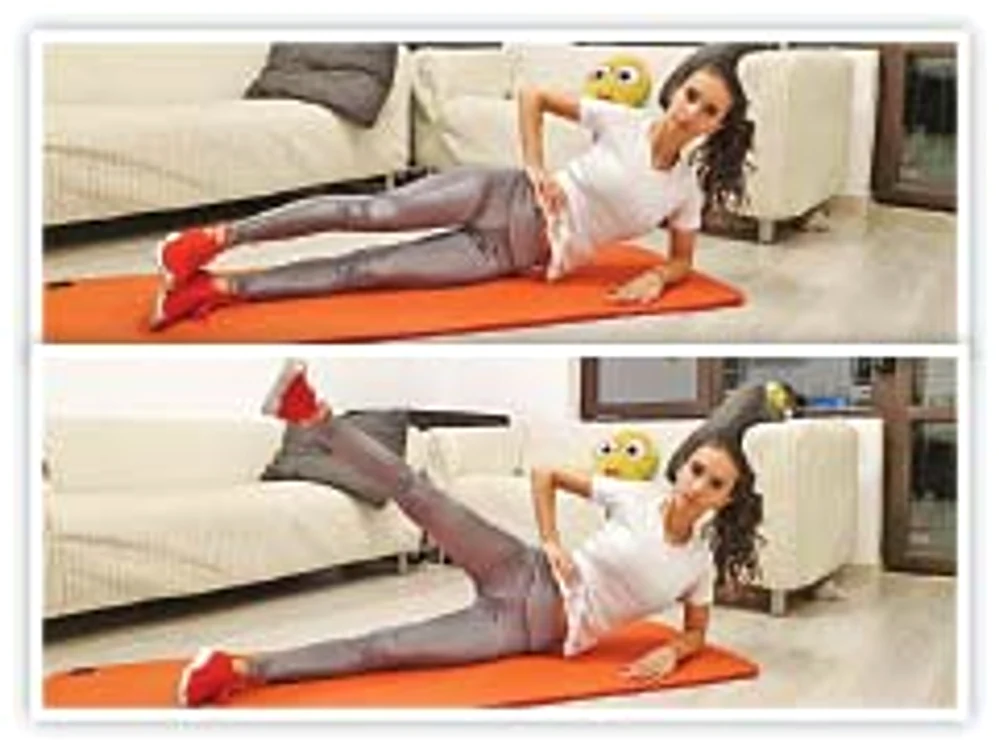 Pentru talie. Întinsă pe o parte, sprijinită pe cot, cu picioarele drepte, ridică piciorul liber, menţinându-l încordat şi drept. Apoi întoarce-te pe partea cealaltă.