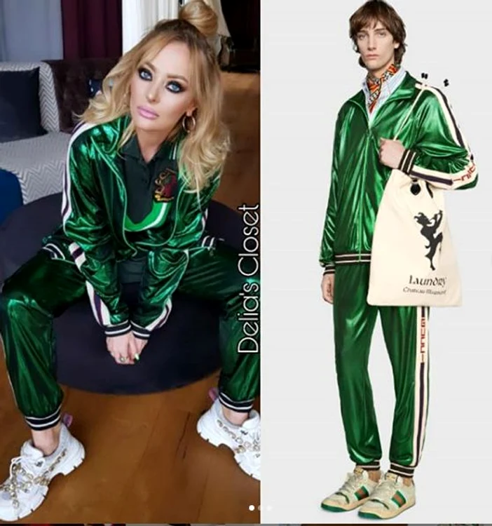 Delia a optat anul acesta pentru o ținută  compusă din piese Gucci în mod majoritar, asortate cu o piesă marcă Fenty by RIhanna 