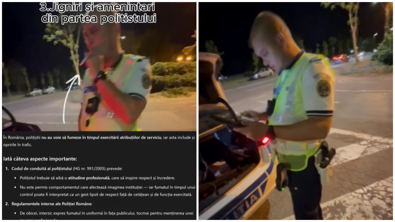 Tânărul acuză comportamentul polițistului. FOTO: captură video TikTok