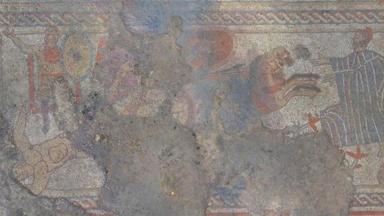 Mozaicul de la Ketton: Scena 2 (© University of Leicester Archaeological Services) 