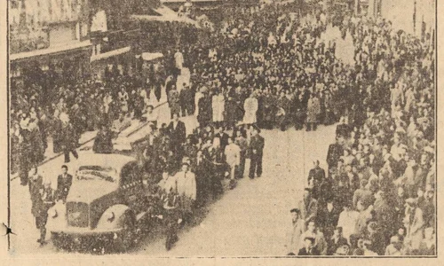 Funeraliile comisarului Gheorghe Șincai, imagine publicată de ziarul „Universul” din 12 octombrie 1945