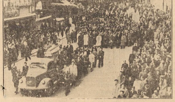 Funeraliile comisarului Gheorghe Șincai, imagine publicată de ziarul „Universul” din 12 octombrie 1945