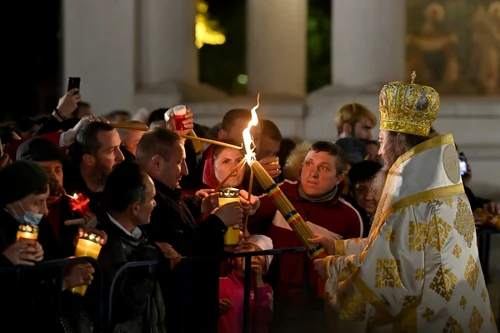 Slujba de Paste Inviere la Patriarhia Romana in Bucuresti 24 aprilie 2022 FOTO Mediafax / Eduard Vinatoru