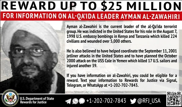 Statele Unite au promis 25 de milioane de dolari pentru prinderea lui Ayman al-Zawahiri (foto: United States Department of State)