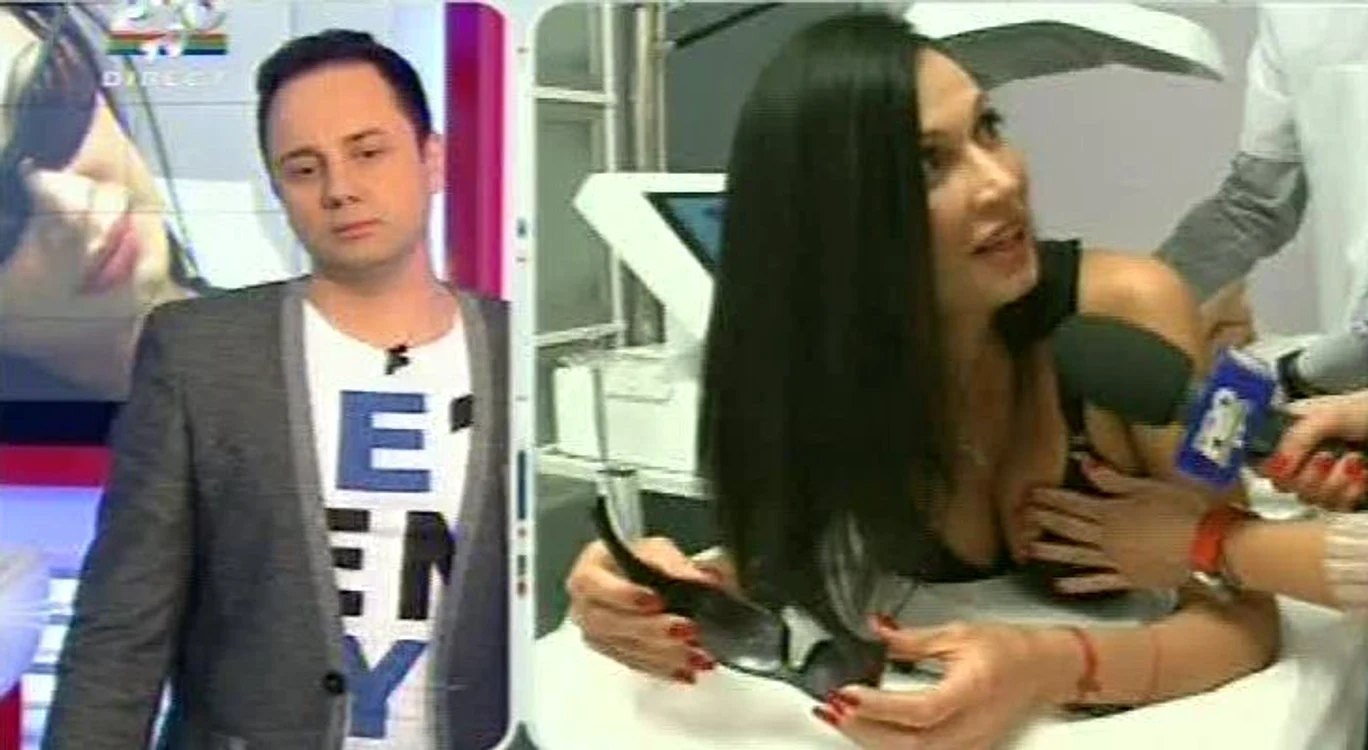 Nicoleta Luciu, pipăită pe sâni de o reporteriţă (Foto: captură video Pro TV)