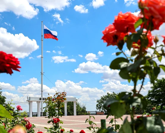 Steagul Rusiei în Piața Victoriei din Melitopol FOTO Profimedia 