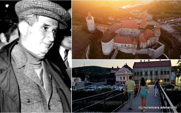 Ceaușescu în vizită la Hunedoara. Arhiva CSH. Castelul și centrul vechi. Foto: ADEVĂRUL