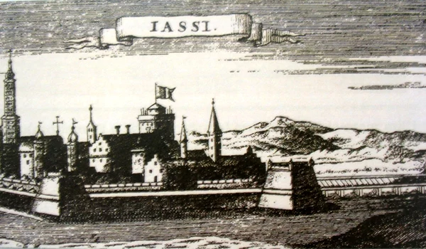 Iași, capitala Moldovei, la începutul secolului al XVIII-lea. Gravură germană (© Wikimedia Commons)