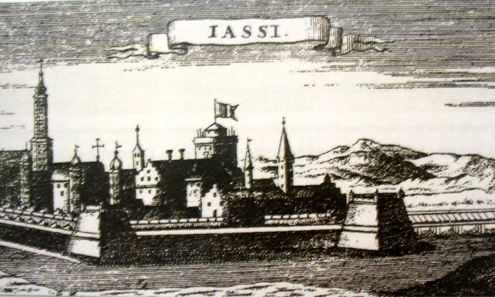 Iași, capitala Moldovei, la începutul secolului al XVIII-lea. Gravură germană (© Wikimedia Commons)