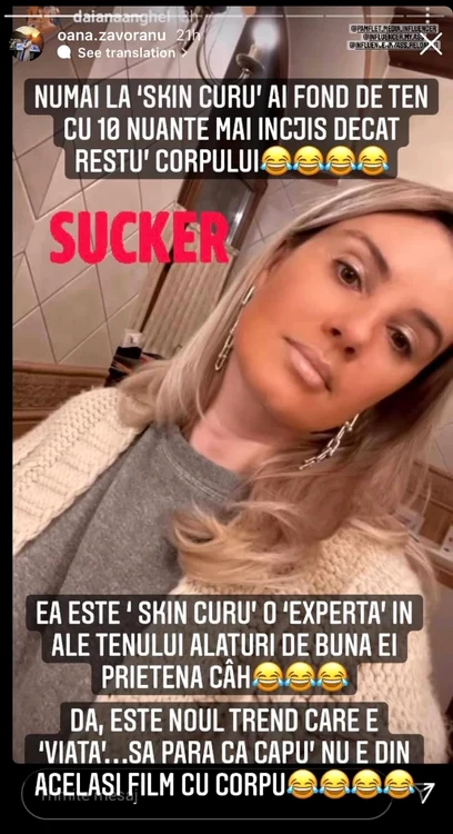 Daiana Anghel, ironizată de Oana Zăvoranu foto: Instagram