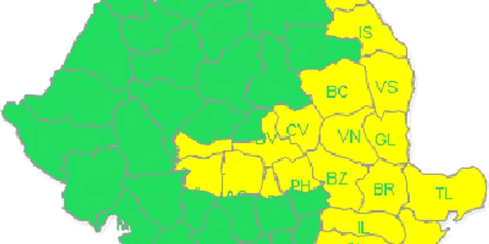 Cod galben de furtună în mai multe judeţe