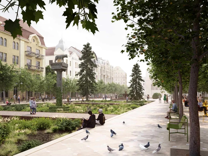 Mult spațiu verde pe viitor în centrul Timișoarei FOTO Studio Arca și Prodid