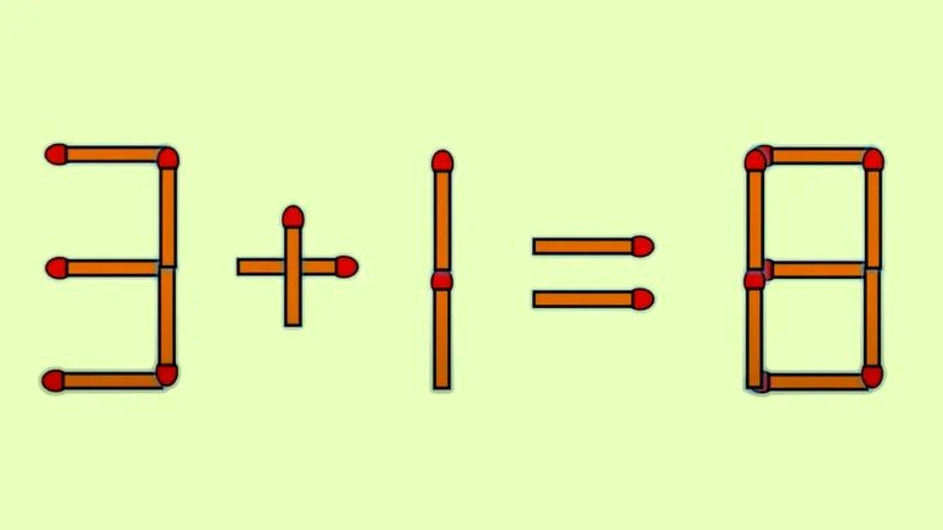 Mută un singur chibrit, pentru a corecta 3 + 1 = 8 Foto: FB