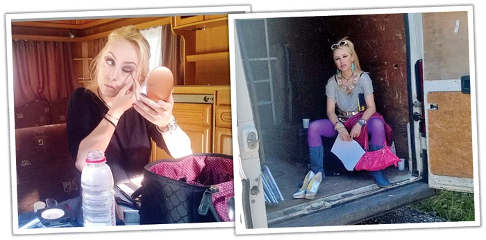 Ani Creţu, alias Urinela, s-a “boit” singurică apoi, după filmări, s-a odihnit la umbră, într-o dubiţă