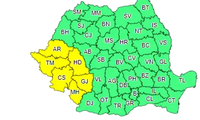 În vestul țării va fi cod galben de instabilitate atmosferică FOTO meteoromania.ro