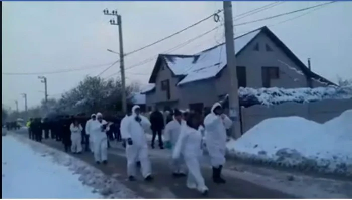 Medicii veterinari s-au întors, vineri, la Rusăneşti, însoţiţi de efective impresionante de jandarmi FOTO: captura