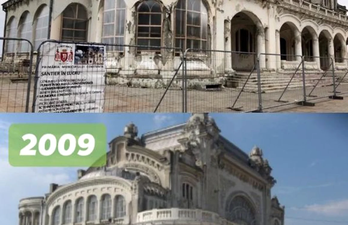 Cazinoul din Constanţa comparaţie 2009 2019 - transformare degradare Sursa Facebook Ionuţ Acsinte