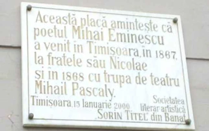 Placa comemorativă Eminescu