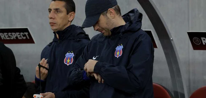 Edi Iordănescu (dreapta) va sta pe banca Rapidului în retur