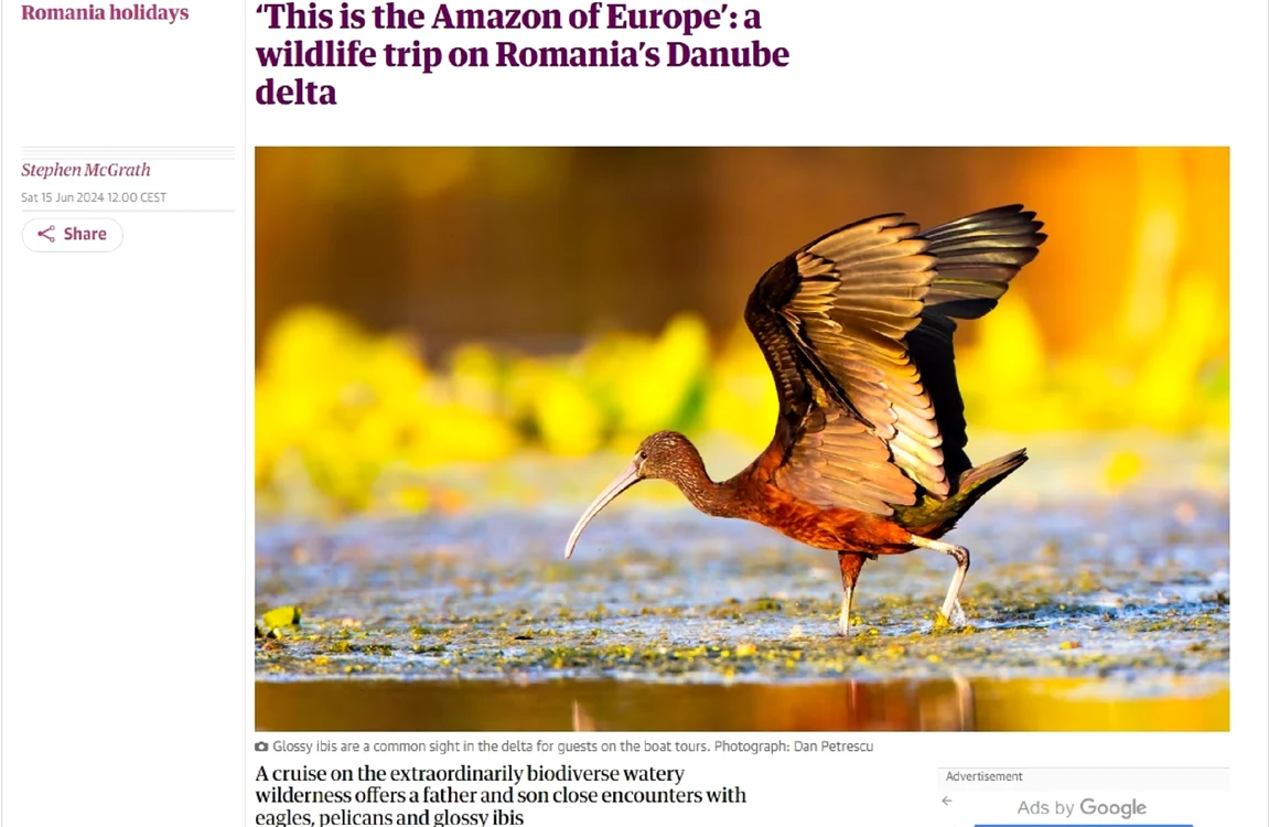 Articol laudativ la adresa Deltei Dunării în The Guardian Sursă Captură foto