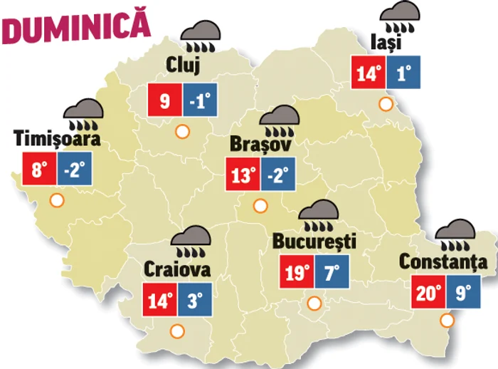 Prognoza meteo 22 noiembrie ne anunță că astăzi va ploua în toată țara