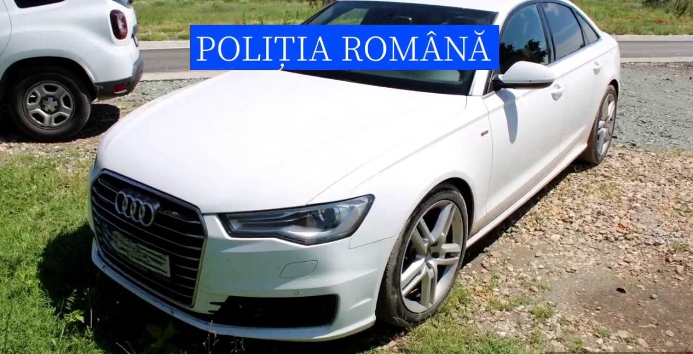 Maşină de lux cumpărată de 4 infractori din COnstaţa după ce au înelat mai multe persoane prin Metoda Accidentul FOTO Poliţia Română