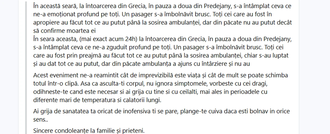 Postarea de pe Facebook