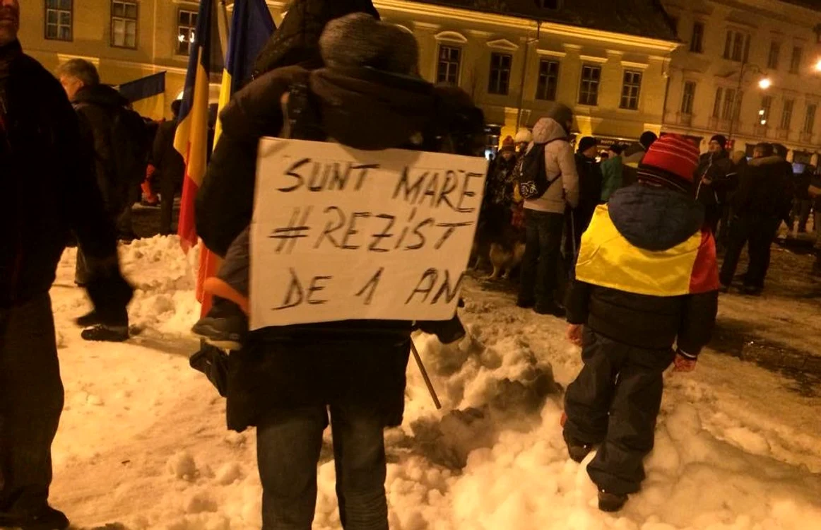 Protest în Sibiu  FOTO: Turnul Sfatului