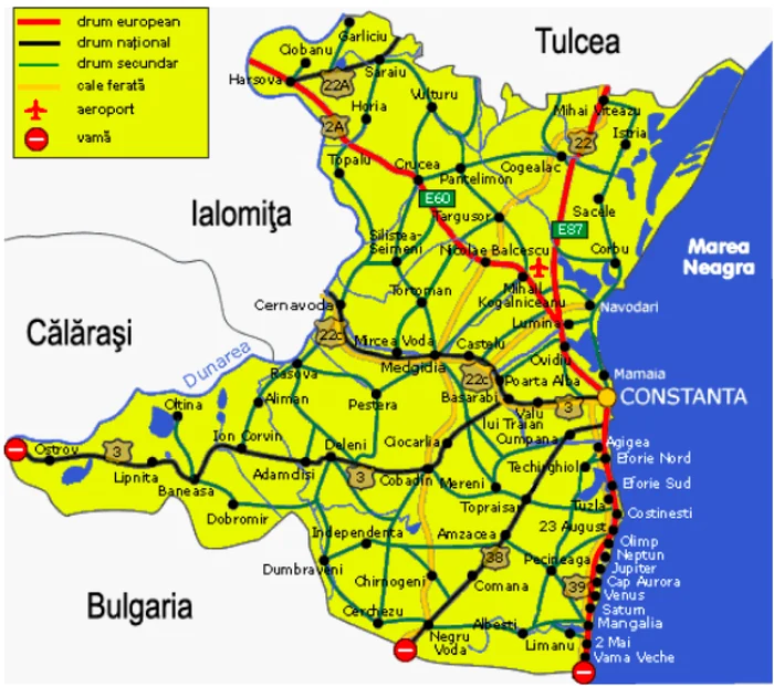 Harta judeţului Constanţa Sursa cjc.ro