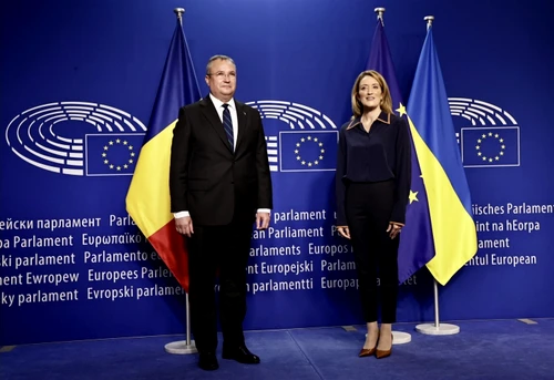 Premierul a fost primit de Roberta Metsola la Parlamentul European FOTO Guvernul României 