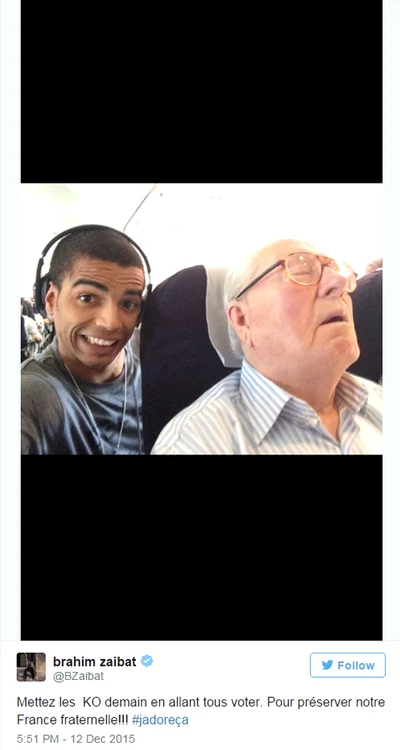 Brahim Zaibat și-a făcut selfie cu Jean-Marie Le Pen