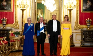 Regina Camilla, Regele Charles, Donald Trump și Melania Trump la dineul de stat profimedia 1038195034 jpg