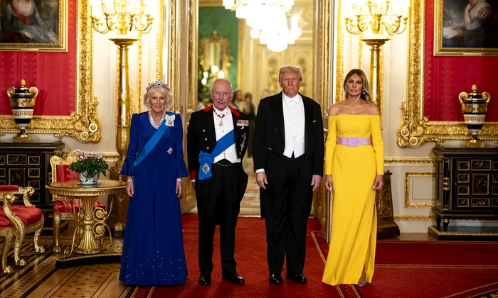 Regina Camilla, Regele Charles, Donald Trump și Melania Trump la dineul de stat   profimedia 1038195034 jpg