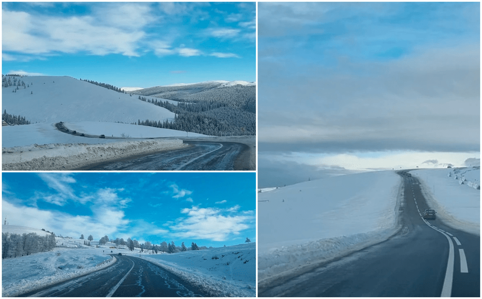 Imagini superbe de pe Transalpina, după ninsorile din ultimele zile VIDEO