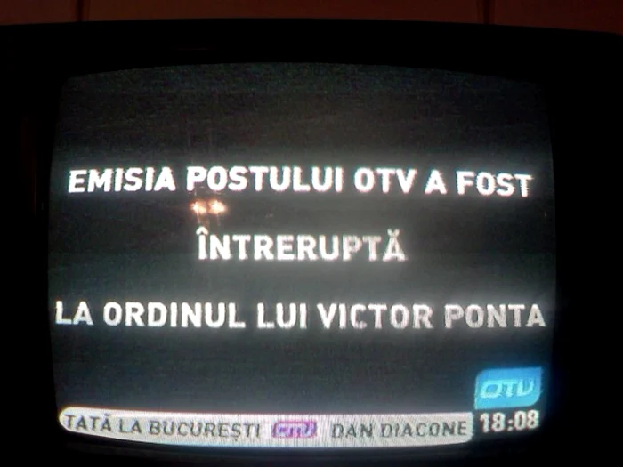 Începând cu ora 18.00, postul OTV şi-a întrerupt emisia FOTO paginademedia.ro