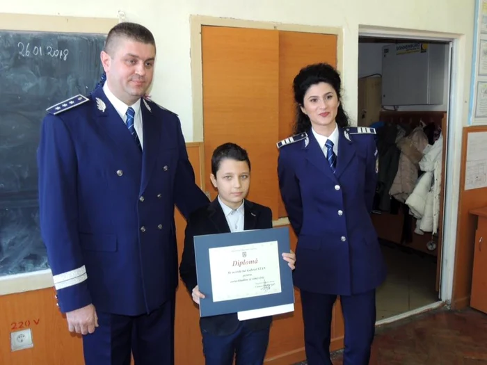 Gabriel Stan a primit o diplomă pentru gestul său