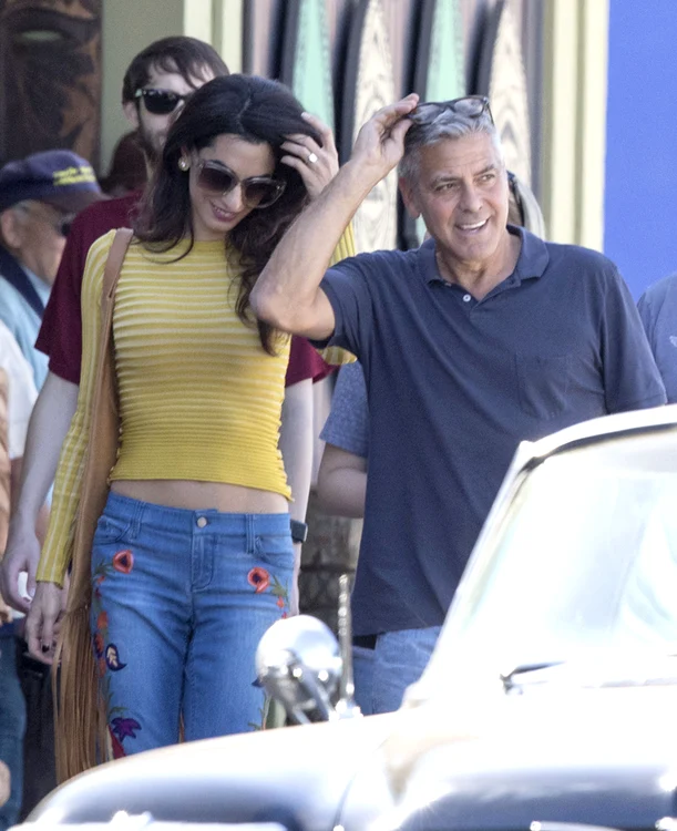 Amal And George Clooney On The Set Of 'Suburbicon' In Los Angeles jpeg