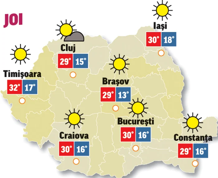 Prognoza meteo 27 august anunță vreme însorită în majoritatea regiunilor