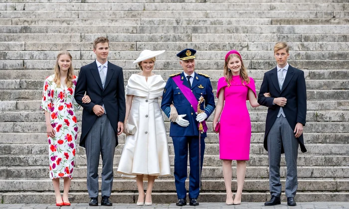 Prințesa Eleonore, Prințul Gabriel, Regina Mathilde, Regele Philippe, Prințesa Elisabeth, Prințul Emmanuel Foto Getty Images jpg